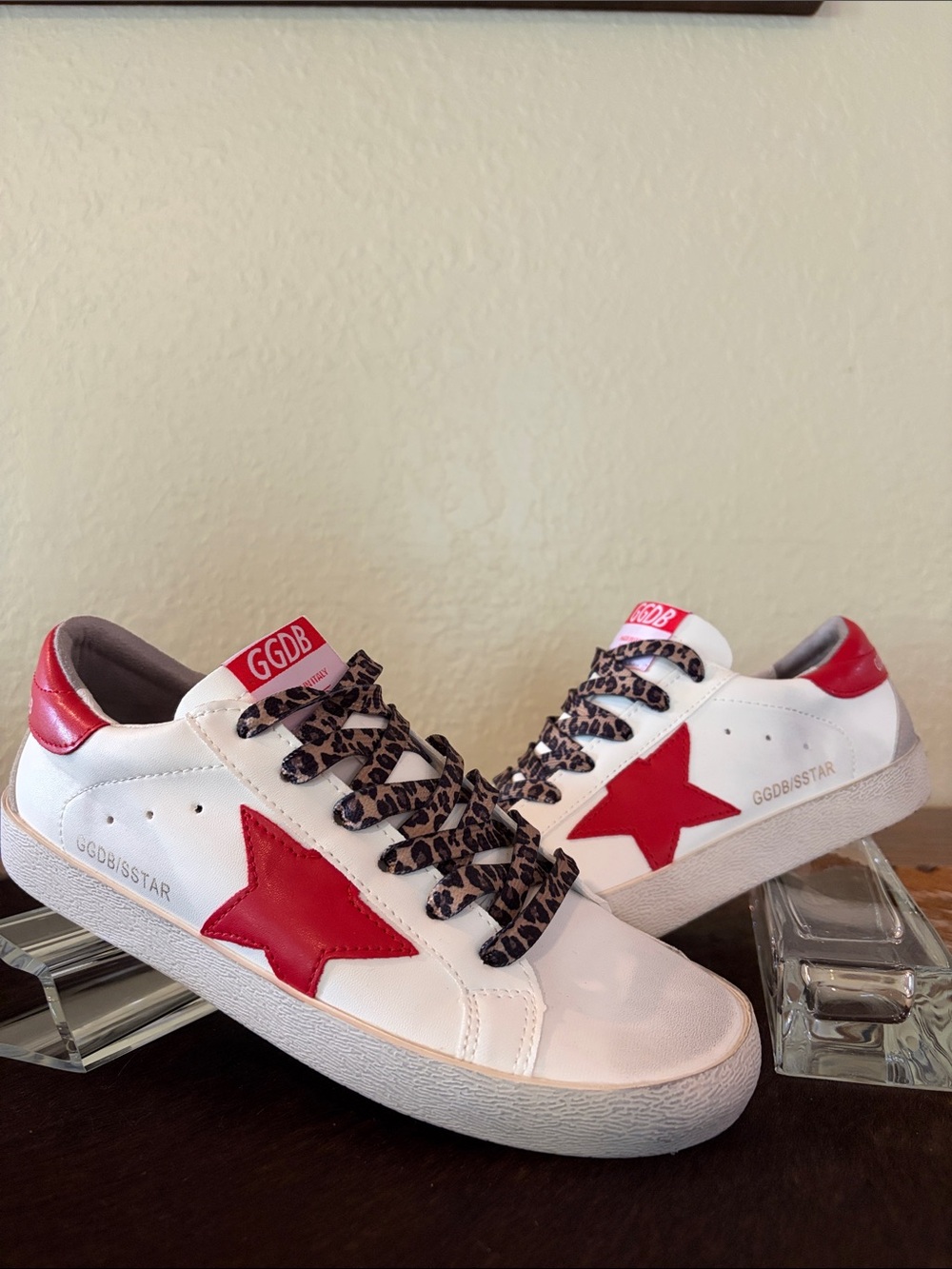 Golden Goose (Dupe) White Sneakers with Red Star and Heel Not Authentic Like New